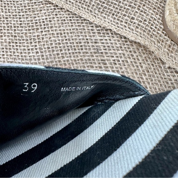 MIU MIU Black and White Striped Canvas Platform Espadrilles Wedges - Picture 10 of 10